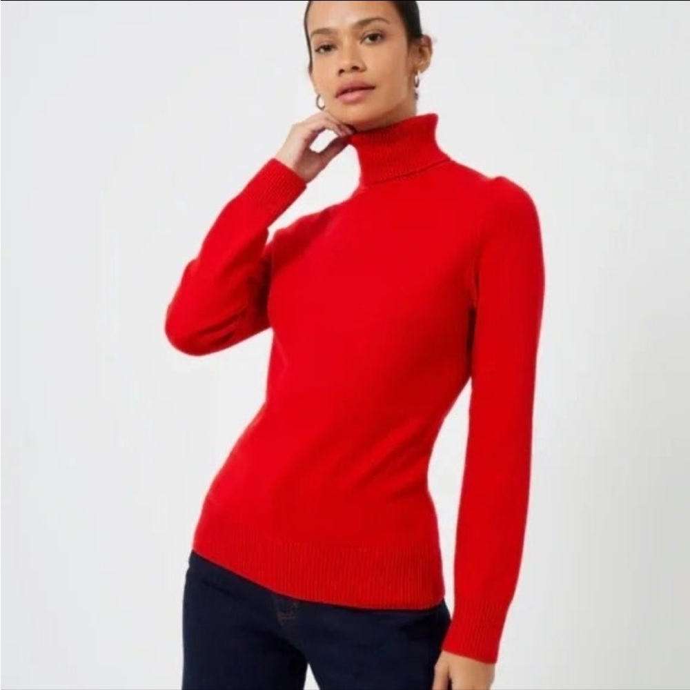New French Connection Babysoft Fitted Turtle Neck Mars Red Size Large